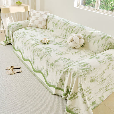 25 of 54:Oversized Abstract Brushstroke Sofa Throw Cover, Woven L Shaped Sectional Couch Cover 