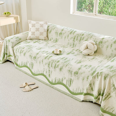 24 of 54:Oversized Abstract Brushstroke Sofa Throw Cover, Woven L Shaped Sectional Couch Cover 