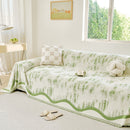 23 of 54:Oversized Abstract Brushstroke Sofa Throw Cover, Woven L Shaped Sectional Couch Cover 