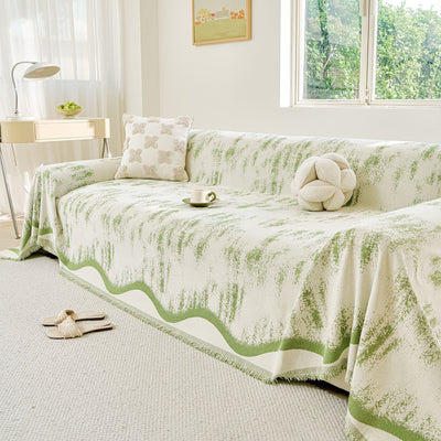 9 of 54:Oversized Abstract Brushstroke Sofa Throw Cover, Woven L Shaped Sectional Couch Cover 