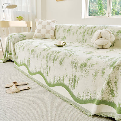 22 of 54:Oversized Abstract Brushstroke Sofa Throw Cover, Woven L Shaped Sectional Couch Cover 