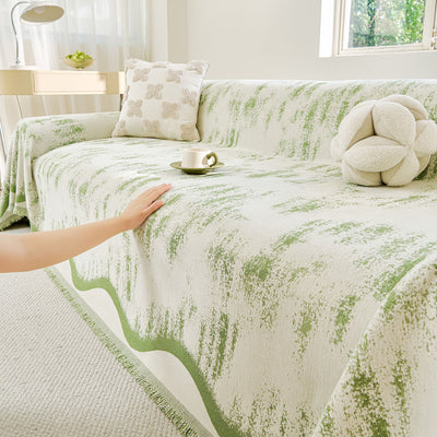 12 of 54:Oversized Abstract Brushstroke Sofa Throw Cover, Woven L Shaped Sectional Couch Cover 