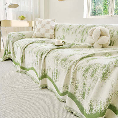 21 of 54:Oversized Abstract Brushstroke Sofa Throw Cover, Woven L Shaped Sectional Couch Cover 