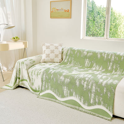 20 of 54:Oversized Abstract Brushstroke Sofa Throw Cover, Woven L Shaped Sectional Couch Cover 