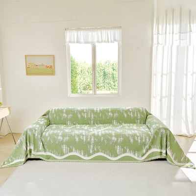 28 of 54:Oversized Abstract Brushstroke Sofa Throw Cover, Woven L Shaped Sectional Couch Cover 