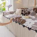 1 of 31:3D Floral Sofa Throw Cover, Soft Plush Couch Protector with Decorative Ruffled Skirt 