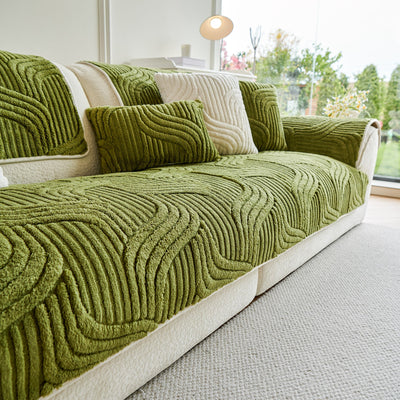 1 of 65:Luxury Plush Non-Slip Sofa Covers, Soft Fuzzy Embossed Sofa Topper & Seat Covers 