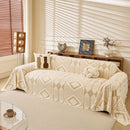 6 of 28:Modern Boho Geometric Plush Sofa Throw Cover, Soft Cozy Textured Slip Cover for Couch 