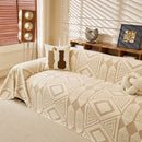 8 of 28:Modern Boho Geometric Plush Sofa Throw Cover, Soft Cozy Textured Slip Cover for Couch 