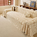 24 of 28:Modern Boho Geometric Plush Sofa Throw Cover, Soft Cozy Textured Slip Cover for Couch 