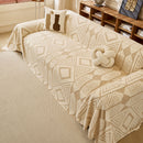 9 of 28:Modern Boho Geometric Plush Sofa Throw Cover, Soft Cozy Textured Slip Cover for Couch 