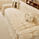 23 of 28:Modern Boho Geometric Plush Sofa Throw Cover, Soft Cozy Textured Slip Cover for Couch 