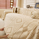 12 of 28:Modern Boho Geometric Plush Sofa Throw Cover, Soft Cozy Textured Slip Cover for Couch 