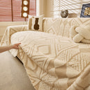 13 of 28:Modern Boho Geometric Plush Sofa Throw Cover, Soft Cozy Textured Slip Cover for Couch 