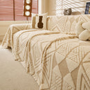 20 of 28:Modern Boho Geometric Plush Sofa Throw Cover, Soft Cozy Textured Slip Cover for Couch 