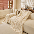 19 of 28:Modern Boho Geometric Plush Sofa Throw Cover, Soft Cozy Textured Slip Cover for Couch 