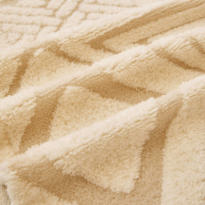 15 of 28:Modern Boho Geometric Plush Sofa Throw Cover, Soft Cozy Textured Slip Cover for Couch 