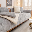 1 of 27:Quilted Velvet Sofa Cover, Thick Padded Couch Protector with Raised Geometric Texture 