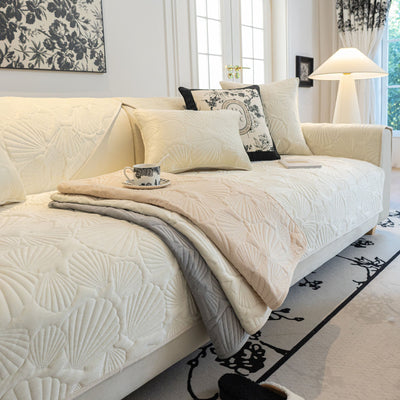 1 of 29:Plush Quilted Padded Sofa Cover, Non-Slip Seashell Couch Protector for Pets & Kids 