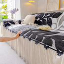4 of 31:3D Floral Sofa Throw Cover, Soft Plush Couch Protector with Decorative Ruffled Skirt 