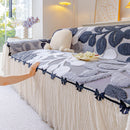 3 of 31:3D Floral Sofa Throw Cover, Soft Plush Couch Protector with Decorative Ruffled Skirt 