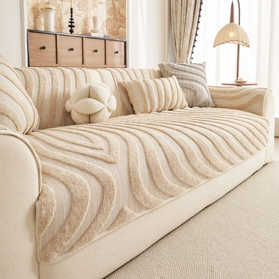 1 of 30:Cozy Plush Sofa Topper with Raised Wave Texture, Non-Slip Furniture Protector Cover 