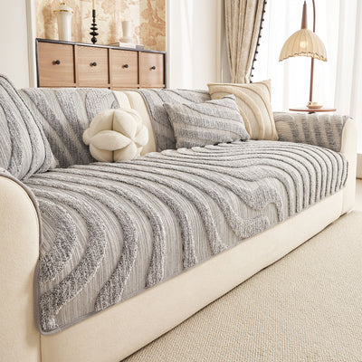 24 of 30:Cozy Plush Sofa Topper with Raised Wave Texture, Non-Slip Furniture Protector Cover 