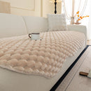 3 of 24:Faux Rabbit Fur Sofa Topper, Plush Non-Slip Couch Protector Cover for Pets & Kids 
