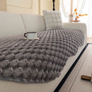 4 of 24:Faux Rabbit Fur Sofa Topper, Plush Non-Slip Couch Protector Cover for Pets & Kids 