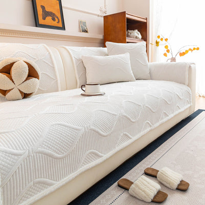 5 of 47:Thickened Crystal Velvet Sofa Cover, Non-Slip Quilted Couch Protector for Pets & Kids 