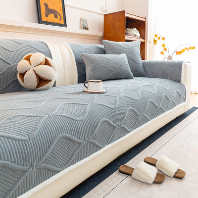 3 of 47:Thickened Crystal Velvet Sofa Cover, Non-Slip Quilted Couch Protector for Pets & Kids 