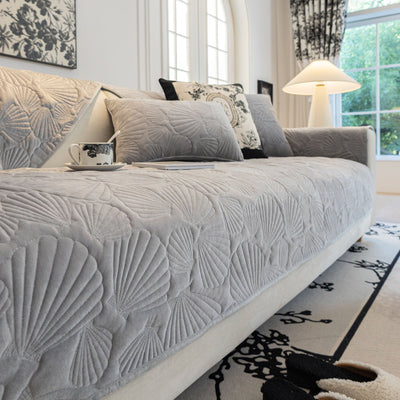 3 of 29:Plush Quilted Padded Sofa Cover, Non-Slip Seashell Couch Protector for Pets & Kids 