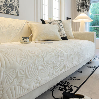 2 of 29:Plush Quilted Padded Sofa Cover, Non-Slip Seashell Couch Protector for Pets & Kids 