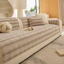 4 of 40:Plush Faux Rabbit Fur Sofa Cover, Warm Non-Slip Couch Protector for Leather Sofas 