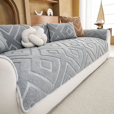 29 of 29:Thick Sherpa Sofa Protector Cover, Warm Plush Couch Cover for Seat, Backrest & Armrest 