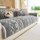 2 of 33:Thickened Plush Sofa Cover, Textured Geometric Couch Protector with Non-Slip Backing 