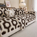 4 of 30:Sherpa Fleece Geometric Sofa Cover, Non-Slip Warm Couch Protector for Pets & Kids 