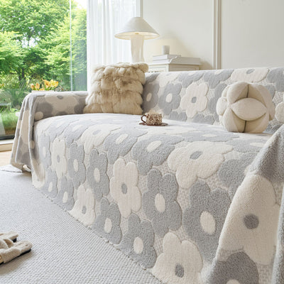 3 of 28:Plush Floral Sofa Throw Cover, Thick Soft Couch Protector Throw Couch for Dogs, Kids 