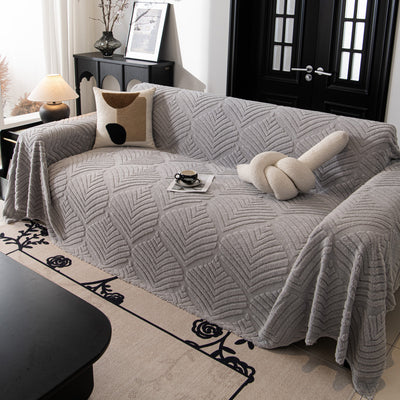 28 of 89:Winter Soft Plush Fleece Sofa Blanket Leaves Jacquard Couch Covers for Couches 