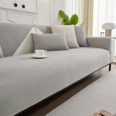 23 of 27:Water-Resistant Waffle Textured Sofa Cover, Non-Slip Couch Protector for Pets & Kids 