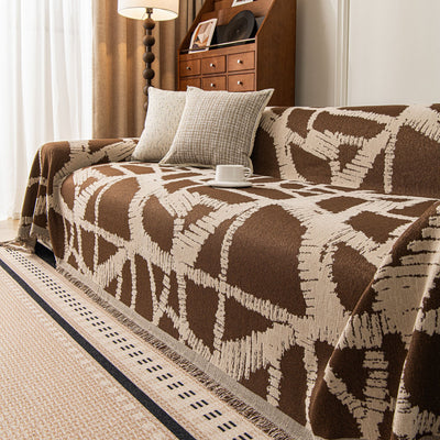 30 of 87:Modern Chenille Bold Abstract Pattern Sofa Cover, Artistic Decorative Furniture Cover 
