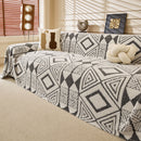 3 of 28:Modern Boho Geometric Plush Sofa Throw Cover, Soft Cozy Textured Slip Cover for Couch 