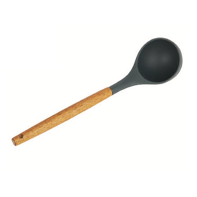 1 of 1:Home Basics Acacia & Silicone Soup Ladle, Black, 3x14 Inches 