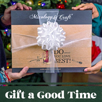 2 of 3:Mixology & Craft 11-Piece Bartender Kit with Wood Stand Crate, Silver 