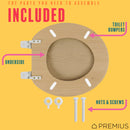 5 of 7:PREMIUS Printed MDF Wood Round Toilet Seat with Plastic Hinges, Oak Wood, Standard 17 Inches 