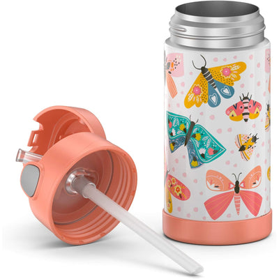 4 of 4:Thermos Kids Water Bottle Vacuum Insulated Stainless Steel with Straw, Butterflies, 12 Ounces 