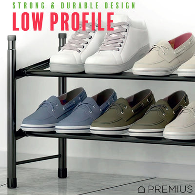 6 of 6:PREMIUS 2-Tier Expandable Shoe Rack, Black, 29x12x16.5 Inches 