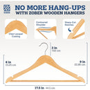 3 of 4:ZOBER 10 Piece High Grade Non Slip Wooden Suit Hangers, Natural 