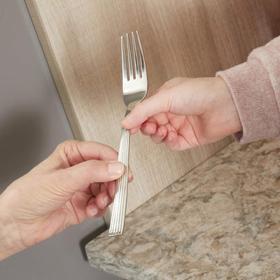 2 of 4:Home Basics 4 Piece Ribbed Stainless Steel Cutlery Dinner Fork Set, Silver 