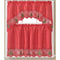 Jovie  Christmas Tree Kitchen Curtain Set with Fringes, Red, Swag Valance 60x36, Tiers 30x36 Inches